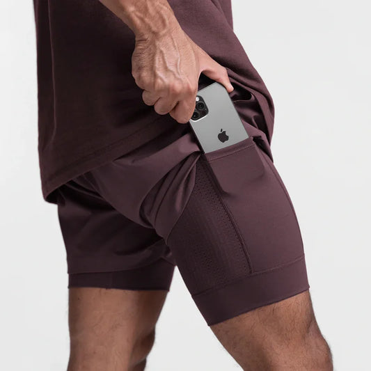 Shorts Masculinos 2 em 1 - Esportivos, Respiráveis e de Secagem Rápida