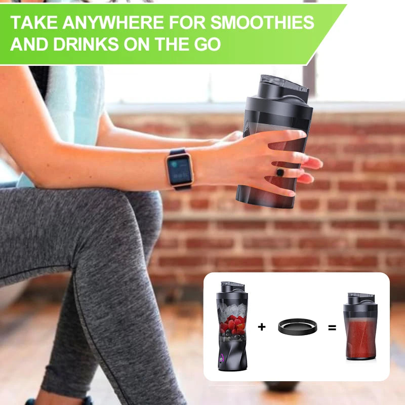 Liquidificador Elétrico Portátil 700ML - Espremedor de Frutas Frescas Multifuncional USB Recarregável para Shakes e Smoothies - Copo de Mistura para Uso Externo