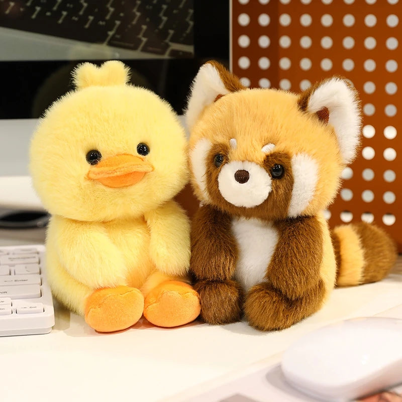 Animais Sentados Fofos – Pelúcias de Panda Vermelho, Raposa, Bicho-Preguiça, Gato, Capivara e Porquinho | Brinquedo de Pelúcia Macio para Crianças