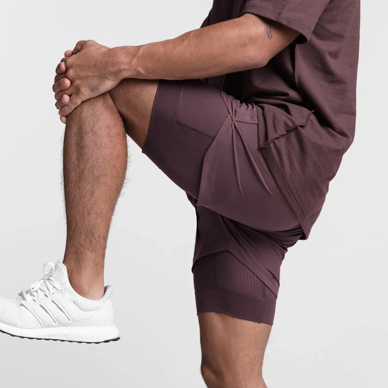 Shorts Masculinos 2 em 1 - Esportivos, Respiráveis e de Secagem Rápida