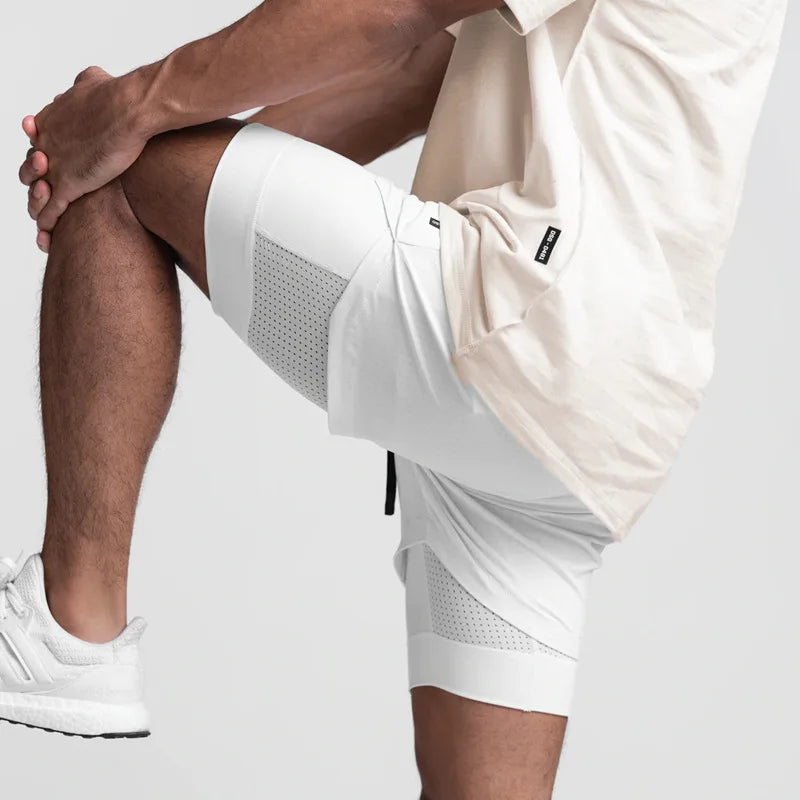 Shorts Masculinos 2 em 1 - Esportivos, Respiráveis e de Secagem Rápida