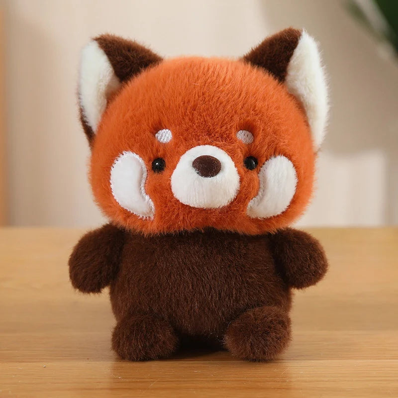 Animais Sentados Fofos – Pelúcias de Panda Vermelho, Raposa, Bicho-Preguiça, Gato, Capivara e Porquinho | Brinquedo de Pelúcia Macio para Crianças