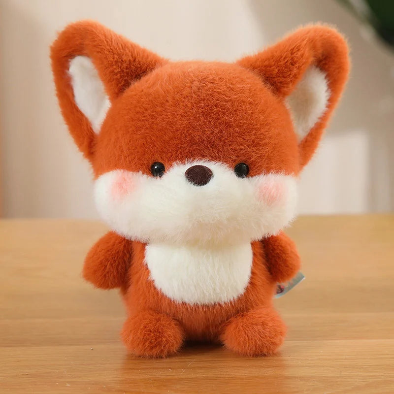 Animais Sentados Fofos – Pelúcias de Panda Vermelho, Raposa, Bicho-Preguiça, Gato, Capivara e Porquinho | Brinquedo de Pelúcia Macio para Crianças