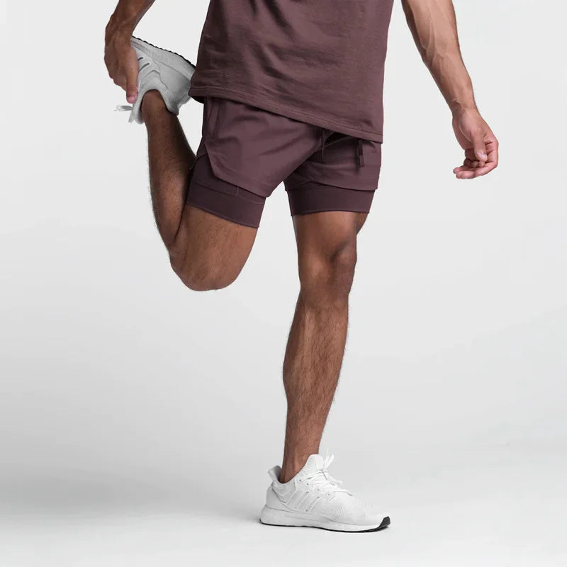 Shorts Masculinos 2 em 1 - Esportivos, Respiráveis e de Secagem Rápida
