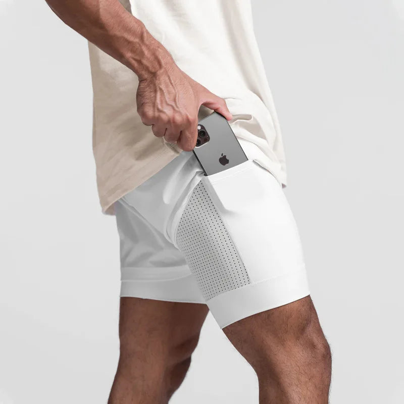 Shorts Masculinos 2 em 1 - Esportivos, Respiráveis e de Secagem Rápida