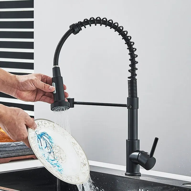 Torneira de Cozinha Retrátil - Misturador de Água Quente e Fria