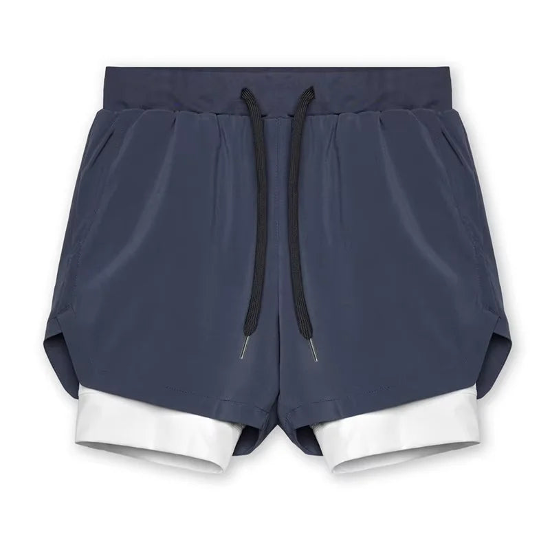 Shorts Masculinos 2 em 1 - Esportivos, Respiráveis e de Secagem Rápida