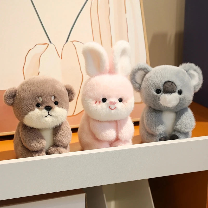 Animais Sentados Fofos – Pelúcias de Panda Vermelho, Raposa, Bicho-Preguiça, Gato, Capivara e Porquinho | Brinquedo de Pelúcia Macio para Crianças