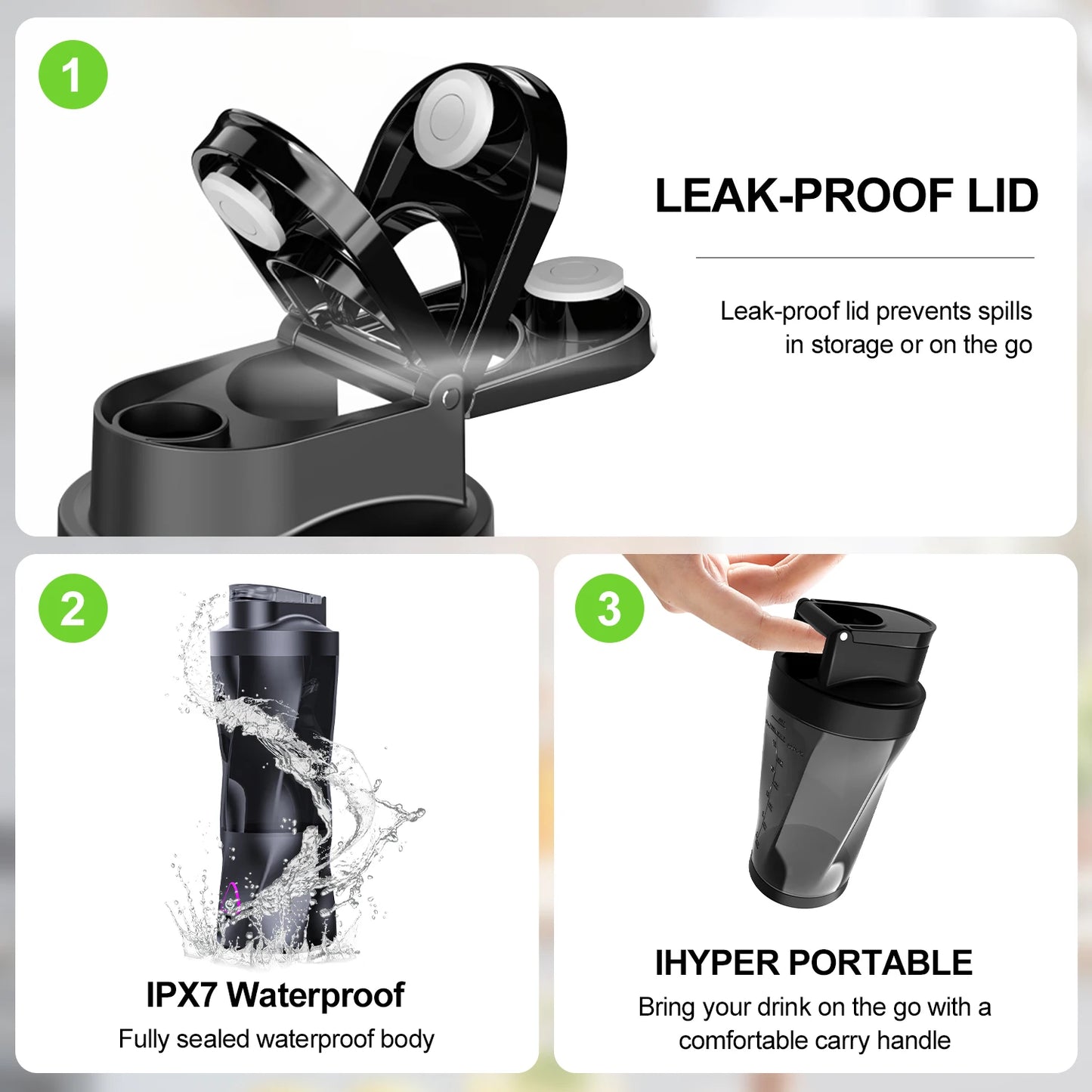 Liquidificador Elétrico Portátil 700ML - Espremedor de Frutas Frescas Multifuncional USB Recarregável para Shakes e Smoothies - Copo de Mistura para Uso Externo