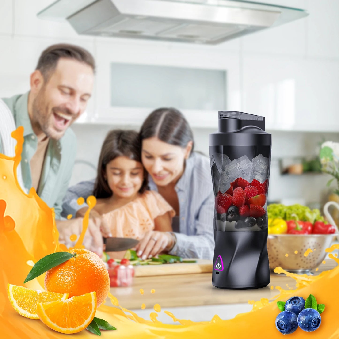 Liquidificador Elétrico Portátil 700ML - Espremedor de Frutas Frescas Multifuncional USB Recarregável para Shakes e Smoothies - Copo de Mistura para Uso Externo