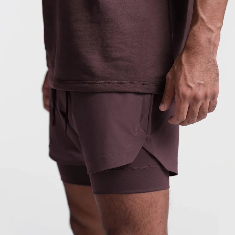 Shorts Masculinos 2 em 1 - Esportivos, Respiráveis e de Secagem Rápida