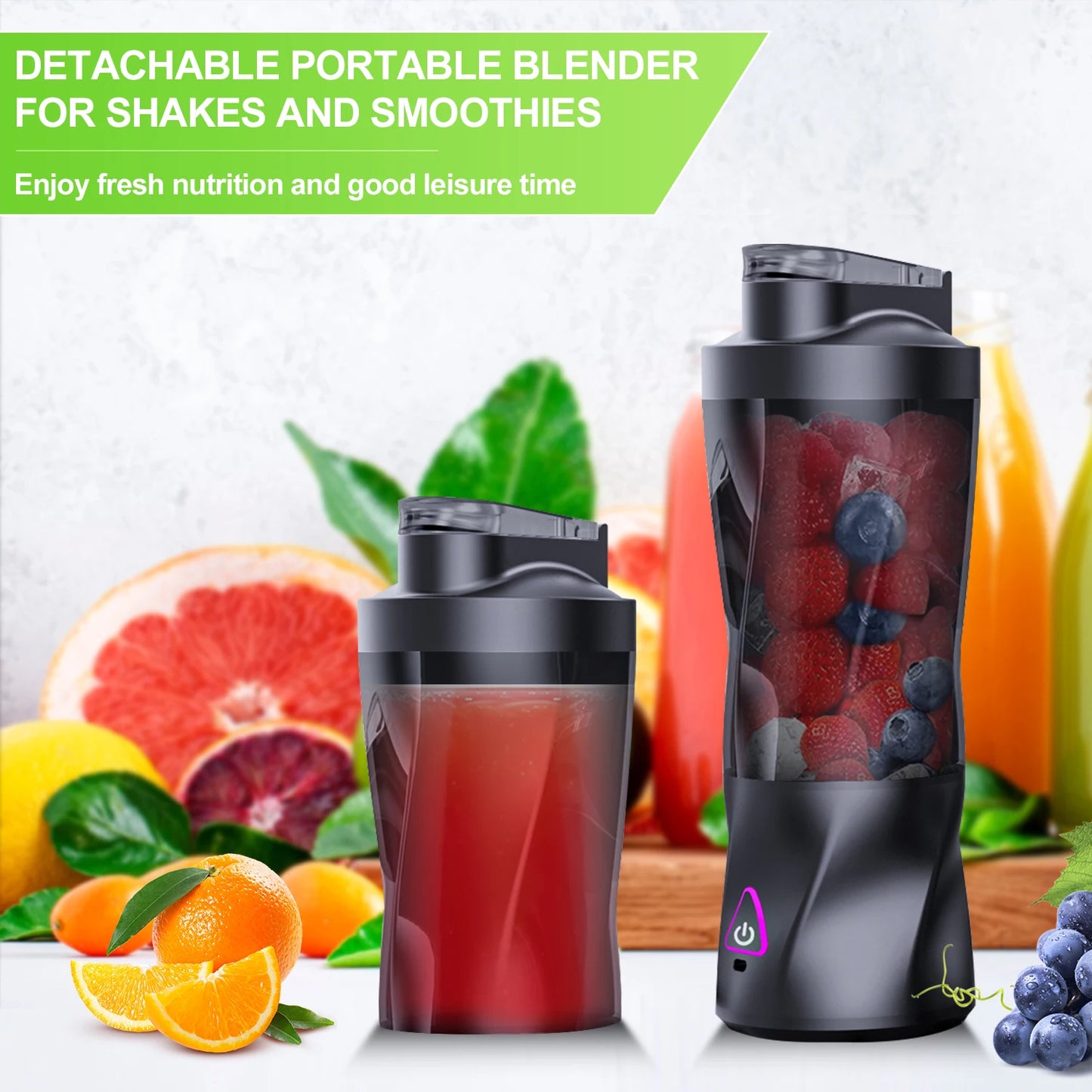 Liquidificador Elétrico Portátil 700ML - Espremedor de Frutas Frescas Multifuncional USB Recarregável para Shakes e Smoothies - Copo de Mistura para Uso Externo