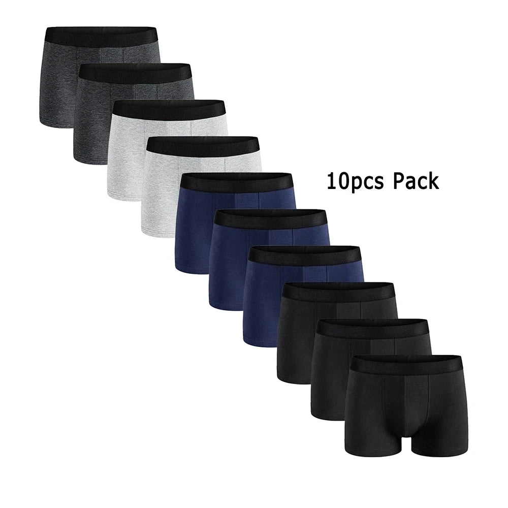 10 Peças Cueca Boxer Masculina – Moda, Conforto e Alta Elasticidade | Tecido Macio e Respirável