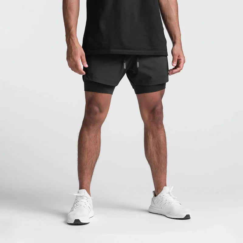Shorts Masculinos 2 em 1 - Esportivos, Respiráveis e de Secagem Rápida