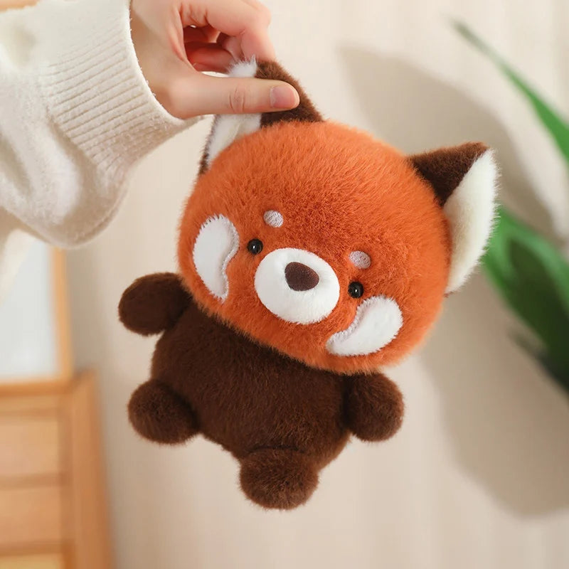 Animais Sentados Fofos – Pelúcias de Panda Vermelho, Raposa, Bicho-Preguiça, Gato, Capivara e Porquinho | Brinquedo de Pelúcia Macio para Crianças