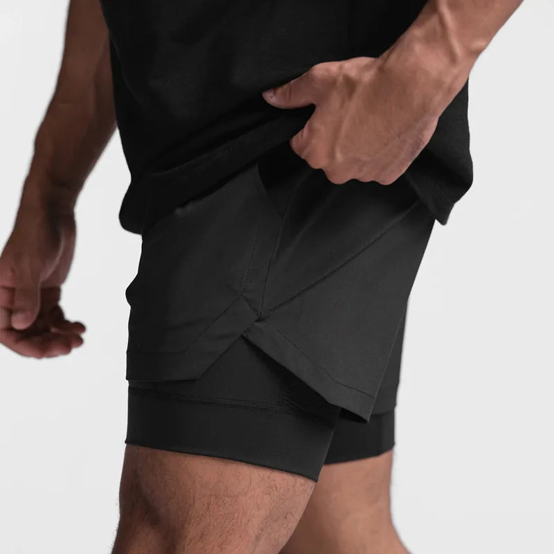 Shorts Masculinos 2 em 1 - Esportivos, Respiráveis e de Secagem Rápida
