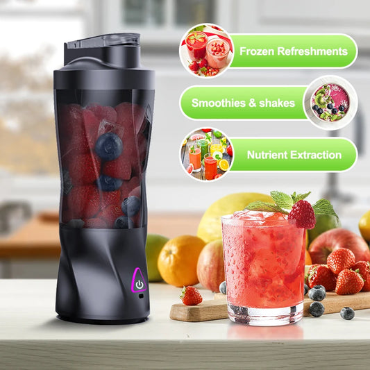 Liquidificador Elétrico Portátil 700ML - Espremedor de Frutas Frescas Multifuncional USB Recarregável para Shakes e Smoothies - Copo de Mistura para Uso Externo