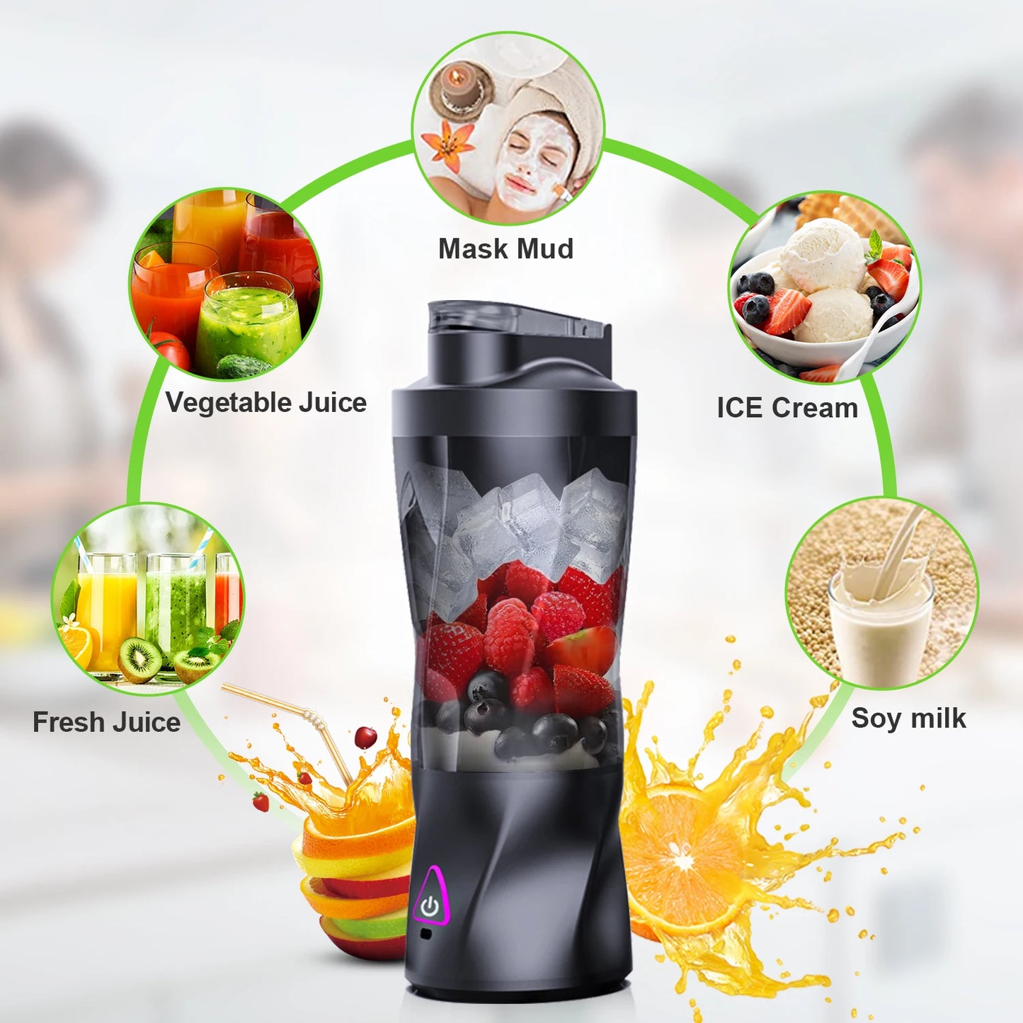 Liquidificador Elétrico Portátil 700ML - Espremedor de Frutas Frescas Multifuncional USB Recarregável para Shakes e Smoothies - Copo de Mistura para Uso Externo