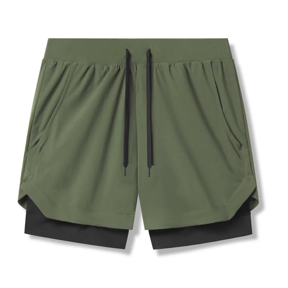 Shorts Masculinos 2 em 1 - Esportivos, Respiráveis e de Secagem Rápida