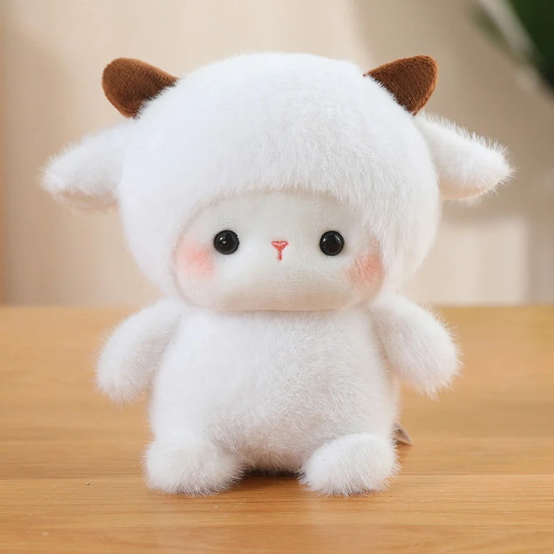 Animais Sentados Fofos – Pelúcias de Panda Vermelho, Raposa, Bicho-Preguiça, Gato, Capivara e Porquinho | Brinquedo de Pelúcia Macio para Crianças