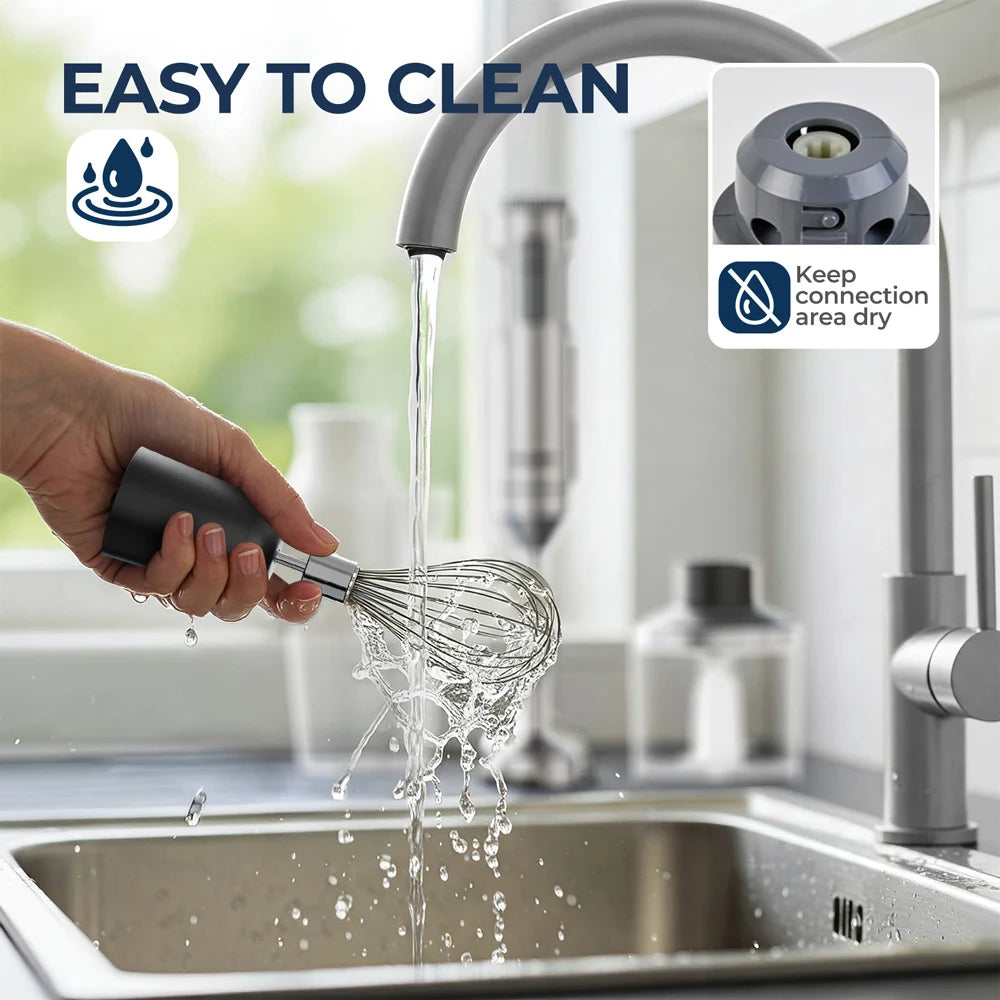 Mixer de Mão 4 em 1 ROUNY 1000W - Batedor de Imersão Potente em Aço Inoxidável com Copo Medidor de 700ml, Processador de 500ml e Batedor