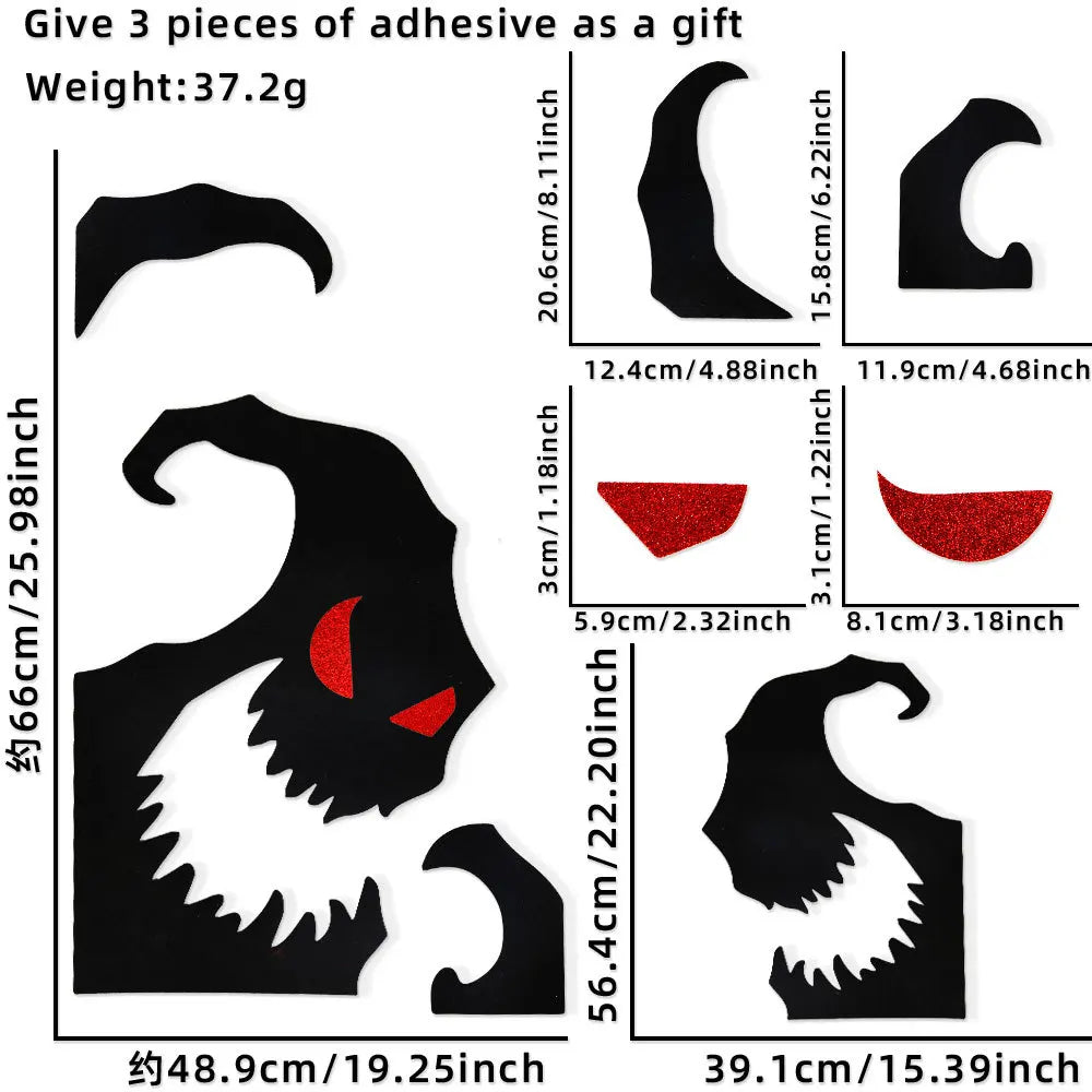 Adesivos decorativos de Halloween para portas, janelas, mãos de esqueleto, abóboras, faça você mesmo, diabo, chapéu de bruxa, adesivos de vidro para janelas, fantasmas.