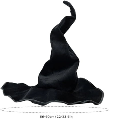 Chapéu de bruxa para o Halloween, chapéu torcido de veludo preto, chapéu de bruxa mágica, adereços para festa cosplay, decoração de festival.