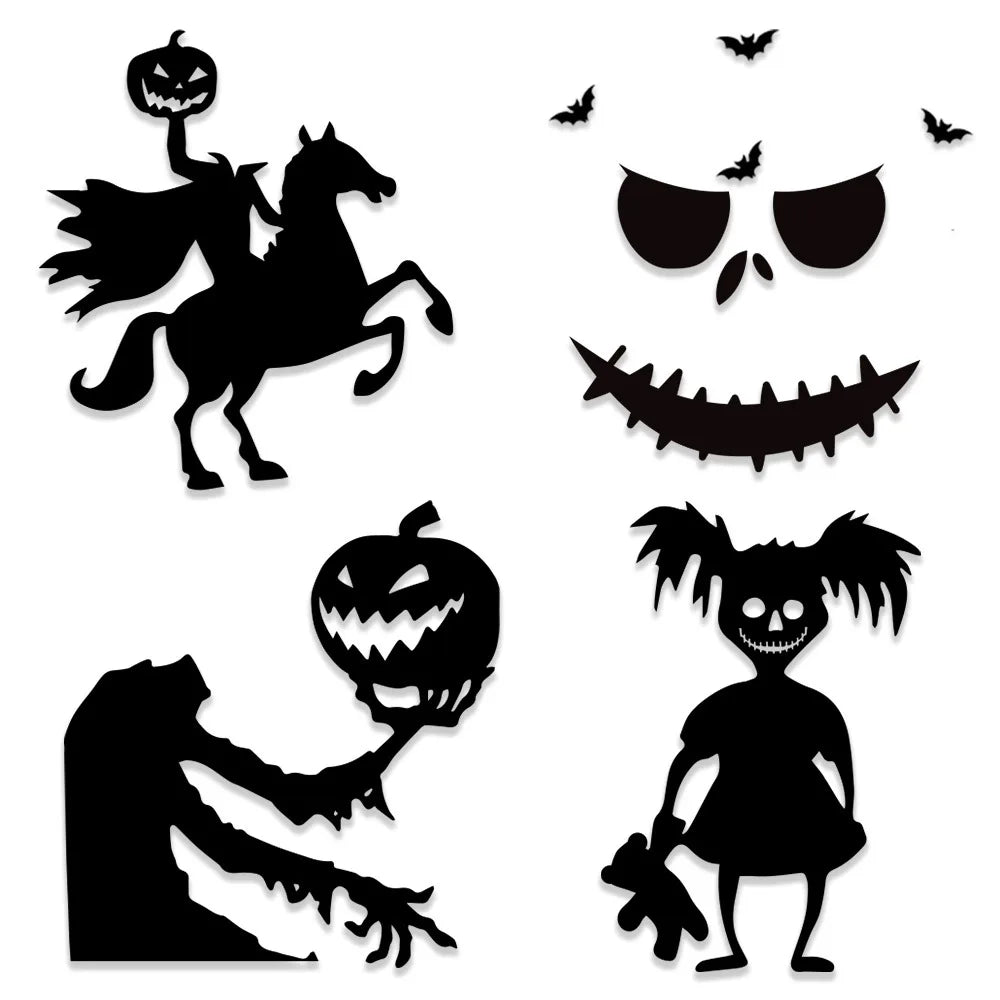 Adesivos decorativos de Halloween para portas, janelas, mãos de esqueleto, abóboras, faça você mesmo, diabo, chapéu de bruxa, adesivos de vidro para janelas, fantasmas.