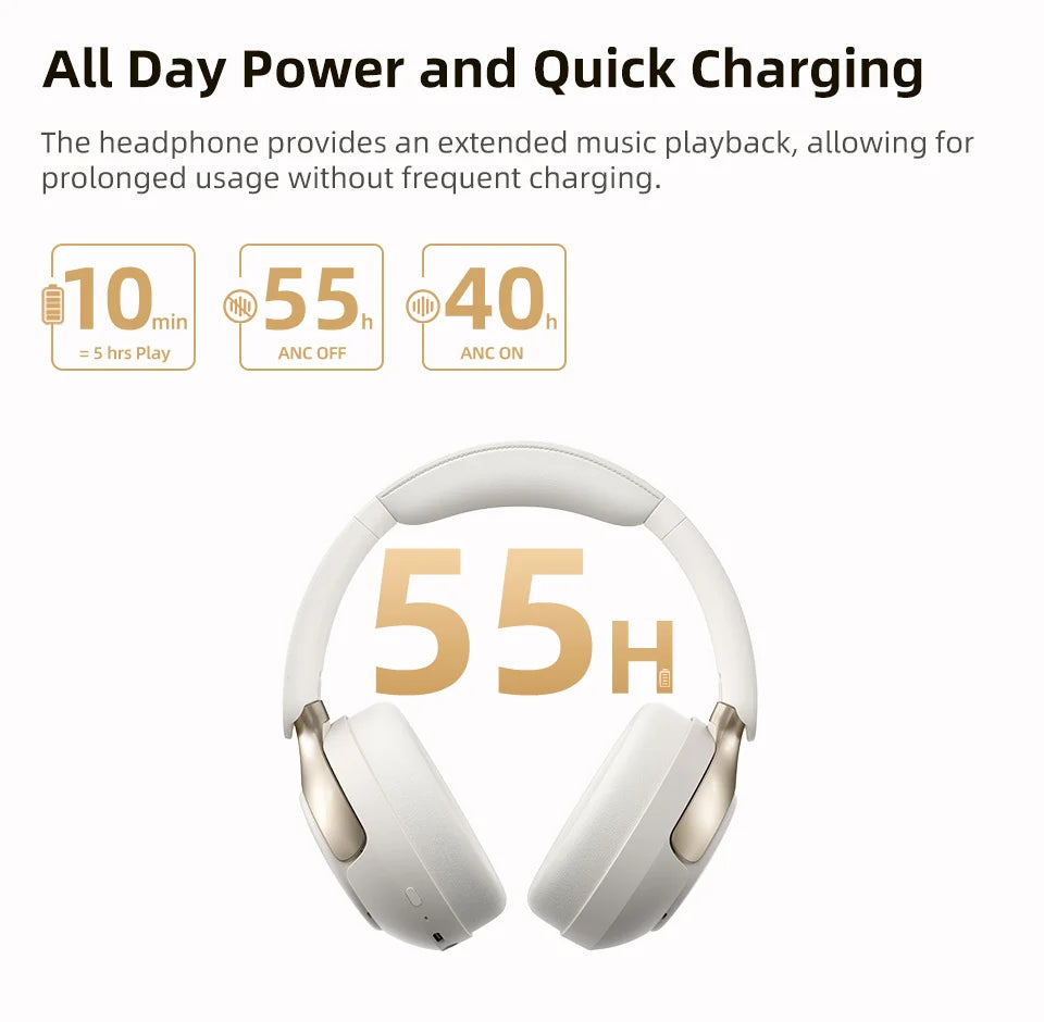 Fone de ouvido sem fio QCY H3 Pro ANC - Bluetooth 5.4