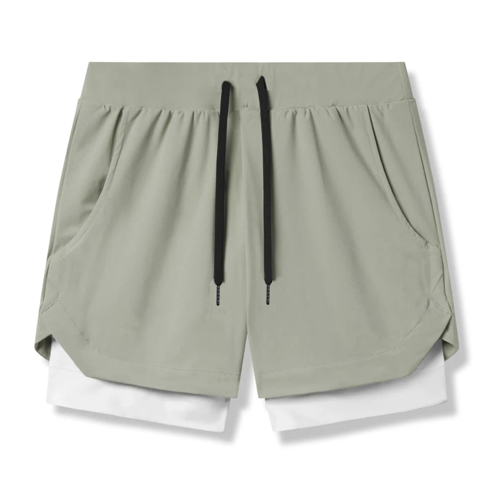 Shorts Masculinos 2 em 1 - Esportivos, Respiráveis e de Secagem Rápida