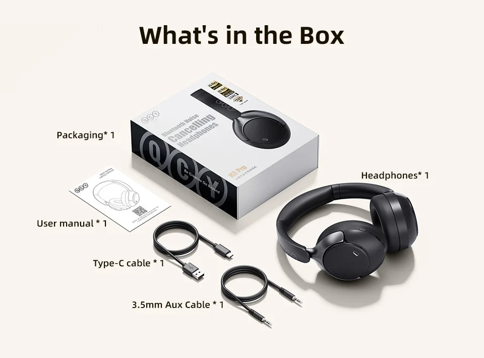 Fone de ouvido sem fio QCY H3 Pro ANC - Bluetooth 5.4