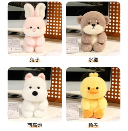 Animais Sentados Fofos – Pelúcias de Panda Vermelho, Raposa, Bicho-Preguiça, Gato, Capivara e Porquinho | Brinquedo de Pelúcia Macio para Crianças