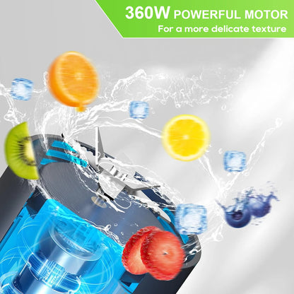 Liquidificador Elétrico Portátil 700ML - Espremedor de Frutas Frescas Multifuncional USB Recarregável para Shakes e Smoothies - Copo de Mistura para Uso Externo