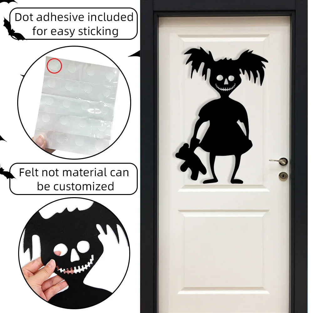 Adesivos decorativos de Halloween para portas, janelas, mãos de esqueleto, abóboras, faça você mesmo, diabo, chapéu de bruxa, adesivos de vidro para janelas, fantasmas.